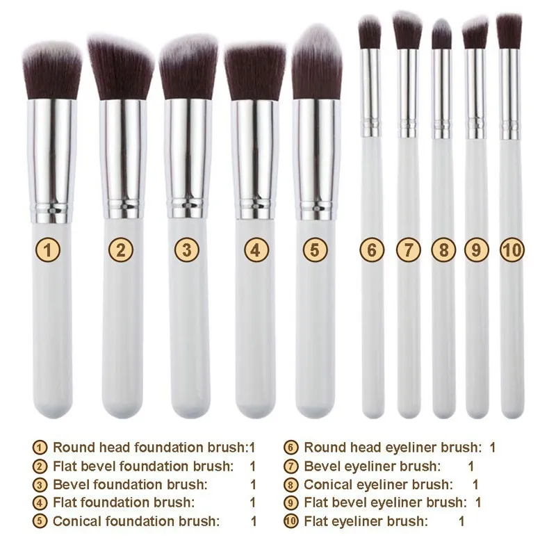 10 шт. Make up brush Set основания кисти для макияжа комплект профессиональный нейлоновый