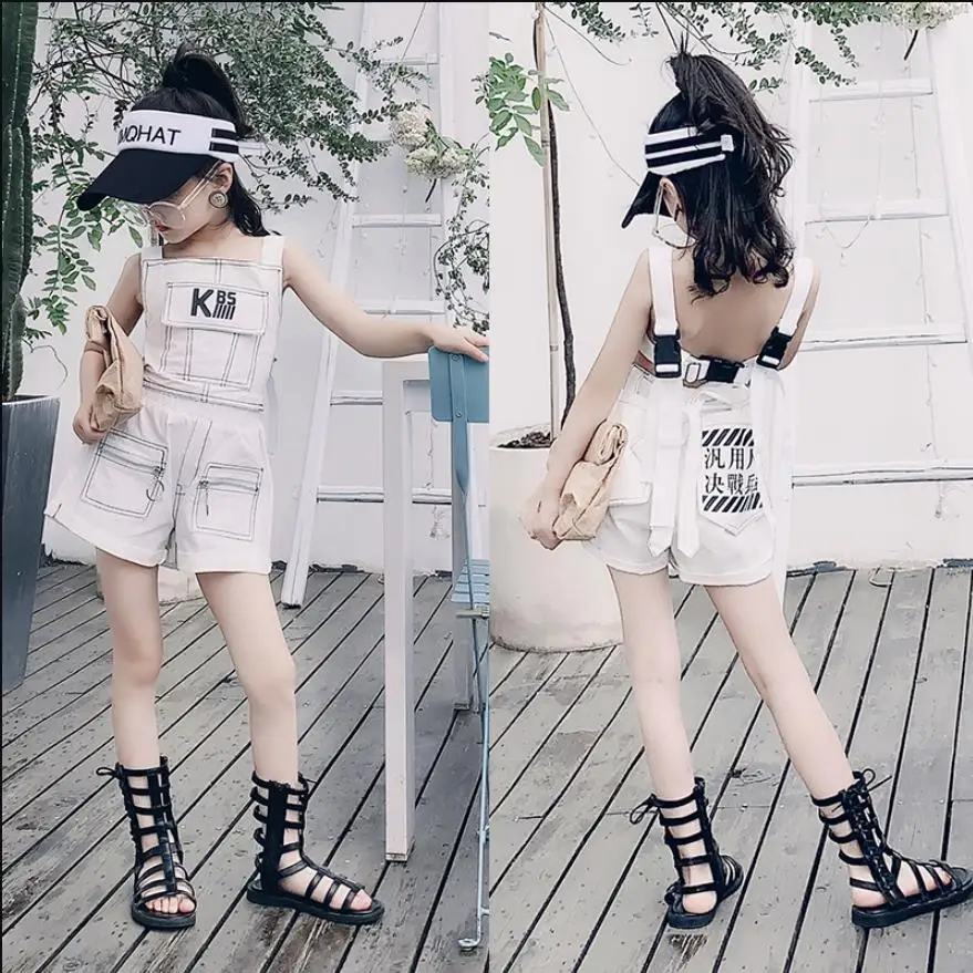 Комплект для девочек из 3 предметов черная футболка + жилет шорты летний костюм с