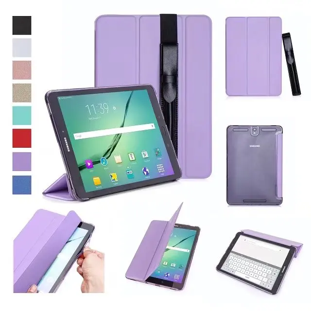 Умный ультра тонкий магнитный кожаный жесткий чехол для samsung Galaxy Tab S3 9,7 SM-T820/T825 - Цвет: Фиолетовый