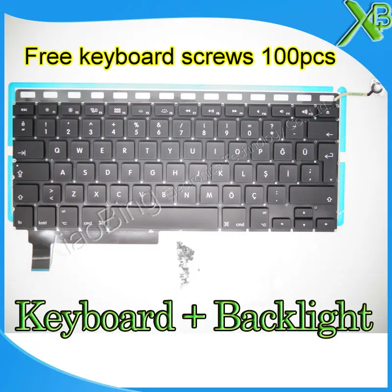 

Brand New For MacBook Pro 15.4" A1286 TR Turkish Turkey keyboard+Backlight Backlit+100pcs keyboard screws 2009-2012 Years