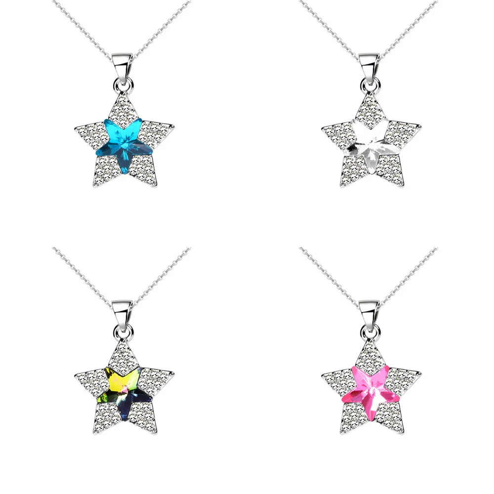 Elegant Full Crystal Star Shiny Zircon Short Chain Necklace Pendant | Украшения и аксессуары