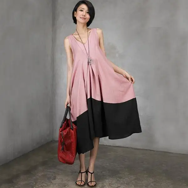 BUYKUD Женская Летняя мода Boho Сращивание свободное вечернее пляжное платье без
