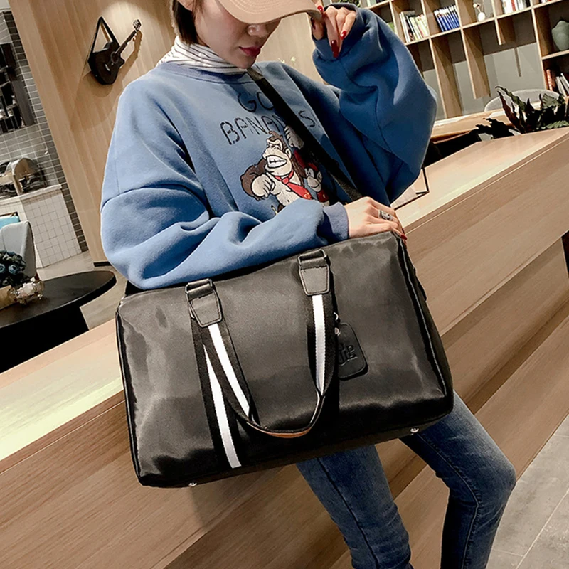 WOBAG Men Travel Bag Large Capacity Women Waterproof Nylon Hand Luggage Bag Multifunction Men Folding Short Distance Weekend Bag