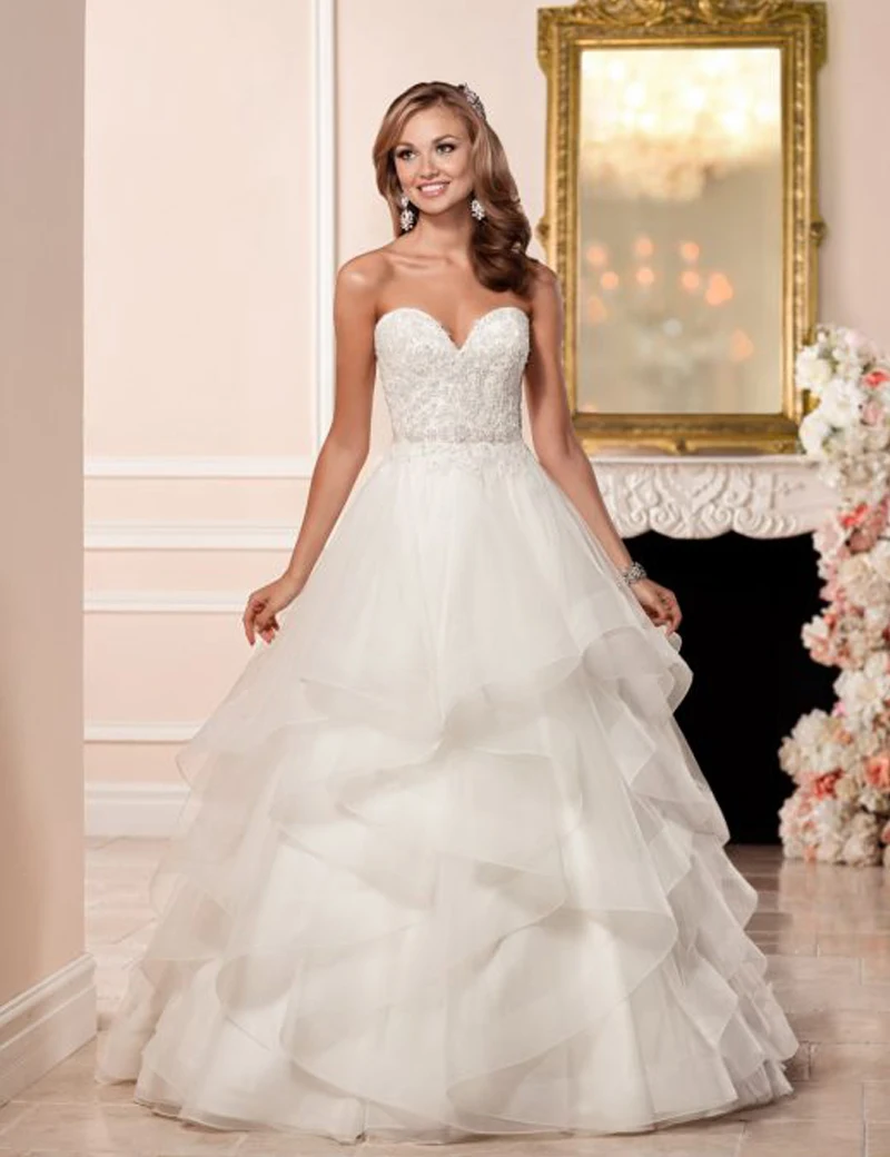 WDZ6018 Plus Size Wedding Dress for Women 2017 Robe de Mariage Princess Tiered Sweetheart High Quality | Свадьбы и торжества