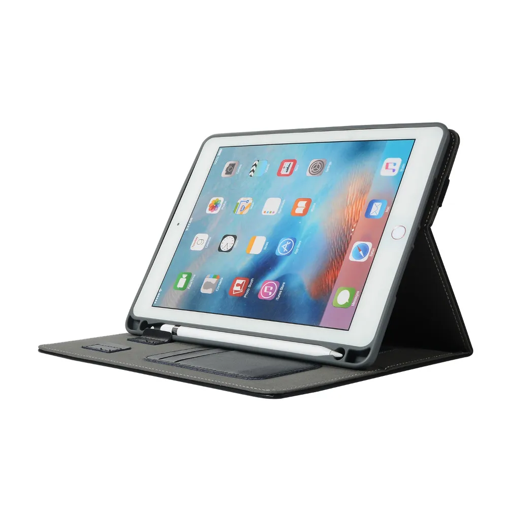 Чехол портфель для iPad 9 7 2018 2017 с держателем карандашом + отделением карт Air 1 2 Pro Couqe