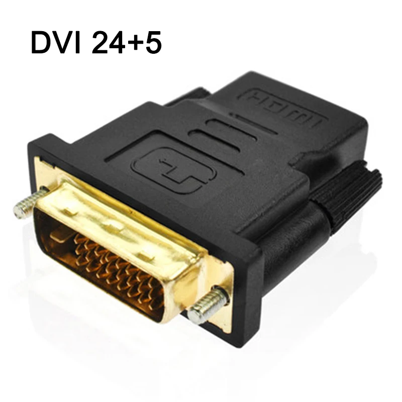 DVI 24+ 1& 24+ 5 штекер HDMI Женский конвертер HDMI к DVI адаптер Поддержка 1080P для HDTV проектора DVI-D позолоченный адаптер - Цвет: DVI 24 5 DVI-I