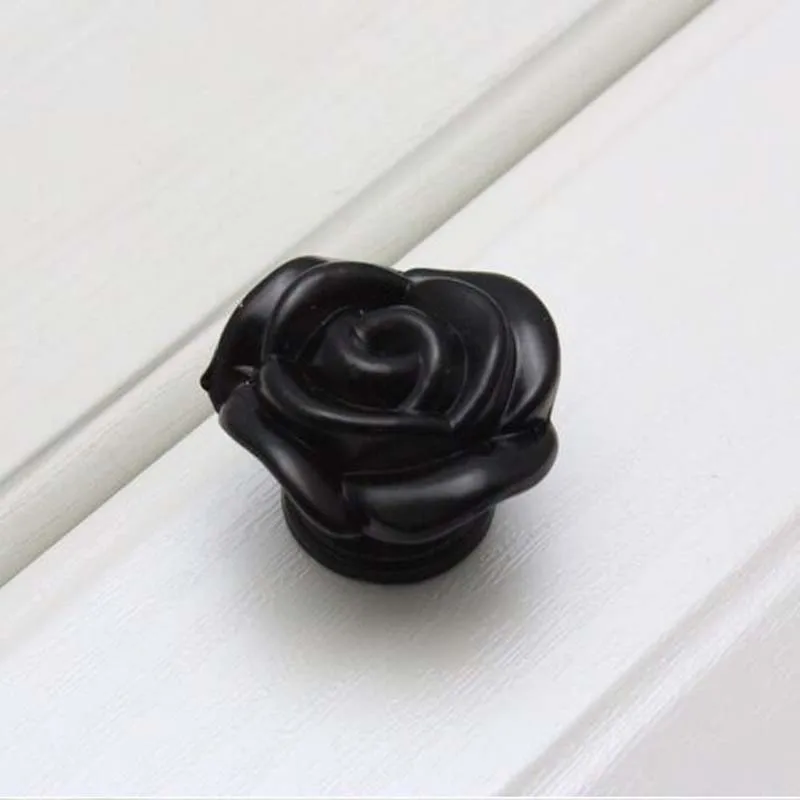 

Black Rose Knobs Wardrobe Base with knob kitchen cabinet pulls Drawer Knobs Furniture Handles Dresser Pulls