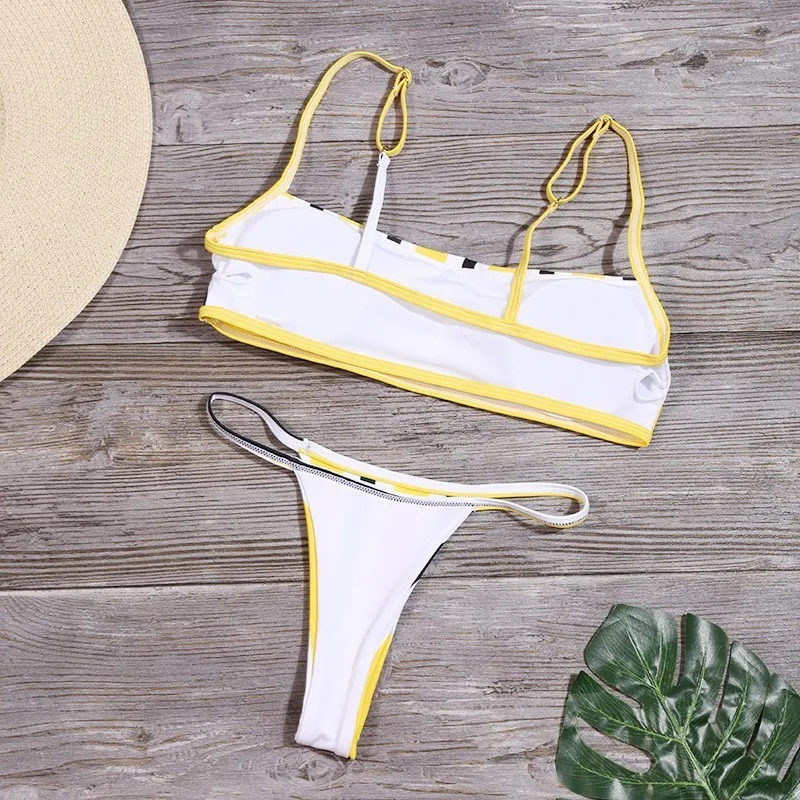 Lefeel сексуальные стринги бикини набор 2019 сплошной Женский купальник пуш-ап полоса