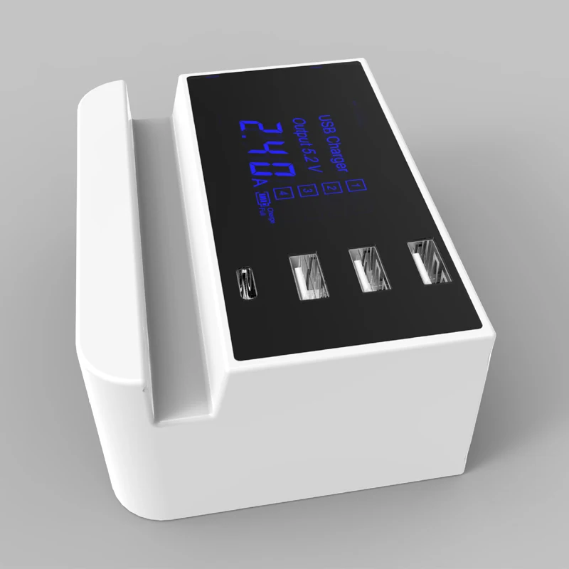 Зарядная Станция со светодиодным дисплеем адаптер для зарядки 4 USB-порта