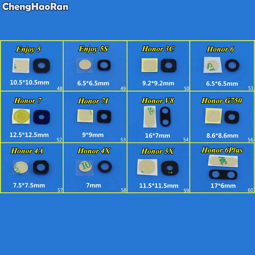 Задняя крышка объектива ChengHaoRan стеклянная с клеем для HuaWei Honor 3C 6 7 7I V8 G750 4A 4X 5A 6Plus