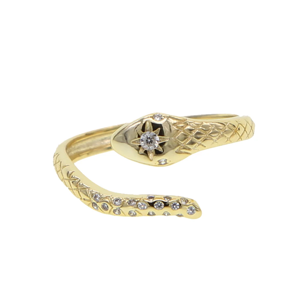 Animals snake shape micro pave cz sparking ring bling stabrust star engraved charm adjust band fashion trendy finger rings | Украшения и