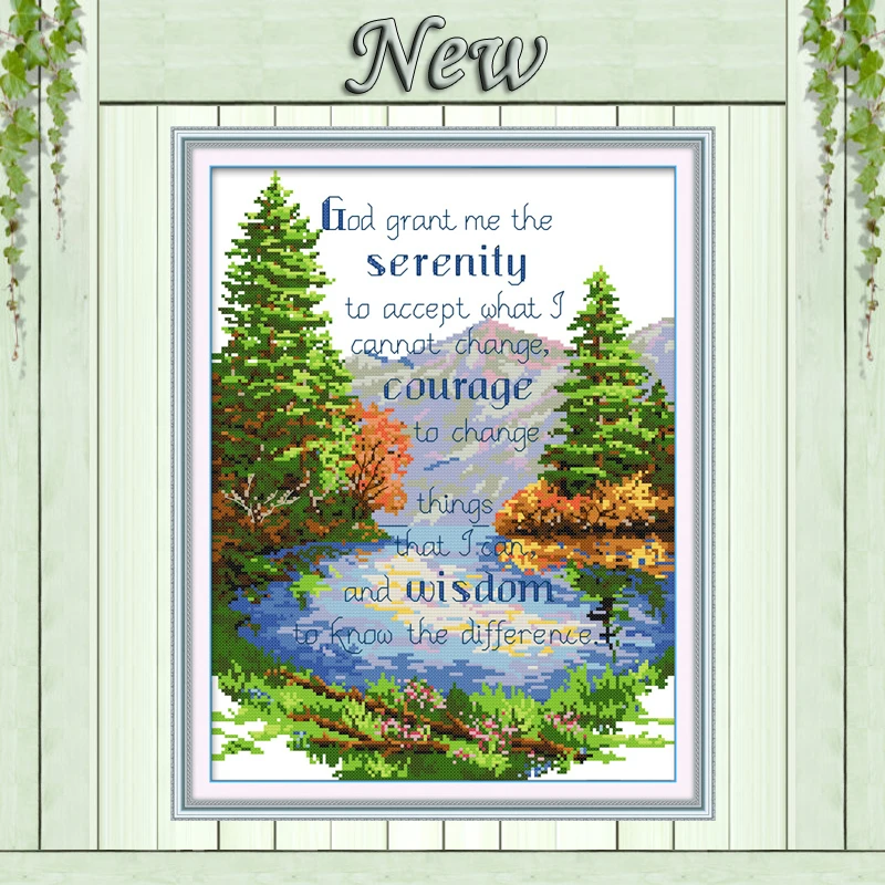 

Quiet pray lakeside forest scenery painting Counted printed on canvas DMC 14CT 11CT Cross Stitch Needlework kits Embroidery Sets