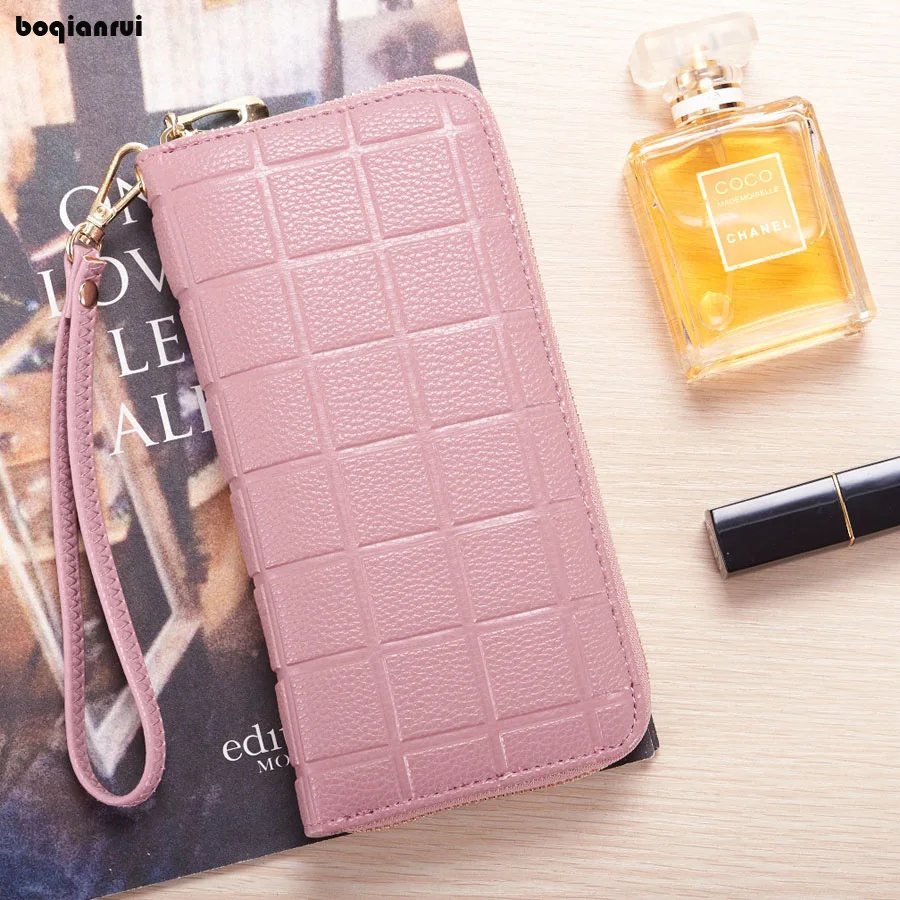 

PU Women Wallet Casual Phone Pocket Purse Wallet Female Zipper Card Holder Plaid Organizer Wallets Lady Long Purse Clutch