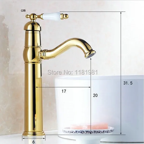 Классический смеситель для умывальника в форме человека золотого цвета