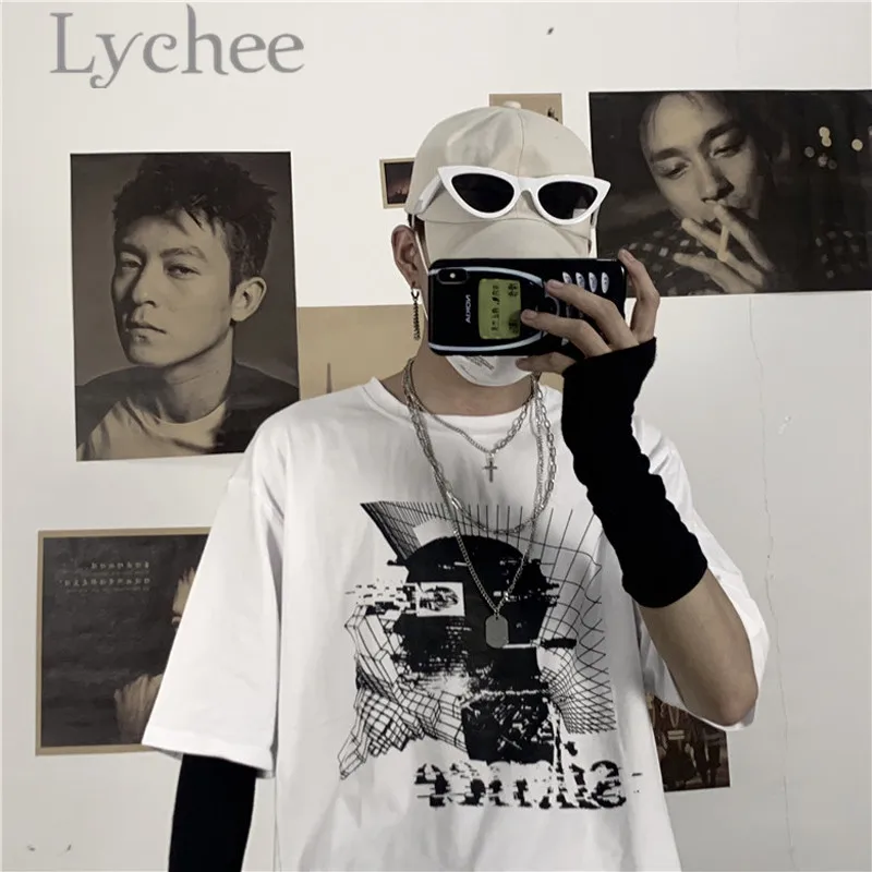 Lychee уличная клетчатая женская футболка с буквенным принтом, топы, футболки с коротким рукавом, вырез лодочкой, свободная летняя Весенняя женская футболка, футболки