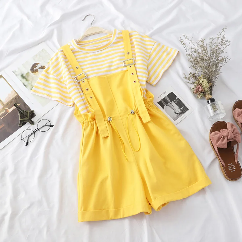 Женский комплект из двух предметов Gaganight футболка в полоску с короткими рукавами