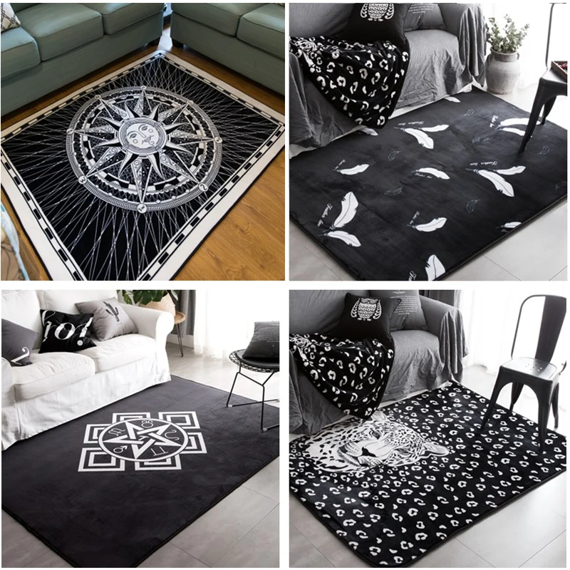Модный белый черный Леопардовый ковер для гостиной спальни декоративный коврик