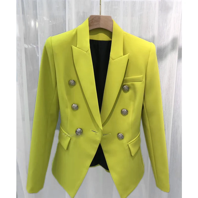 Женский блейзер с трехмерной юбкой желтый облегающий серебряными пуговицами 2019 |