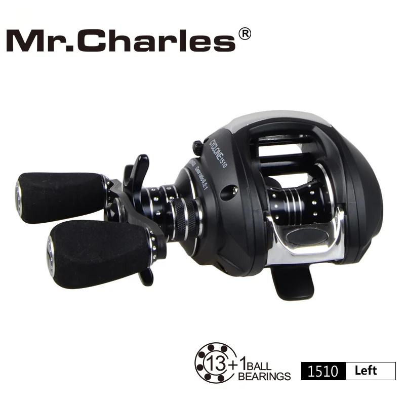 Черный MrCharles 13BB+ 1RB NMB 6,5: 1 Cyclone1505/1510 приманка литье подшипник рыболовной катушки baitcasing катушки - Цвет: Черный