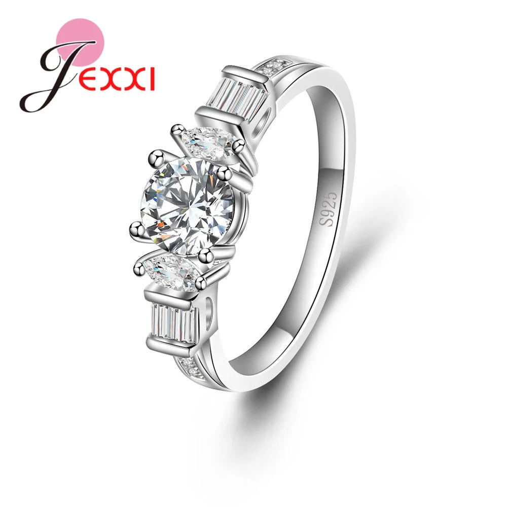 

Fashion 925 Sterling Silver Five Large Zircon Bare Stone Rings Jewelry Party Marriage Engagement Ring Big Promotion