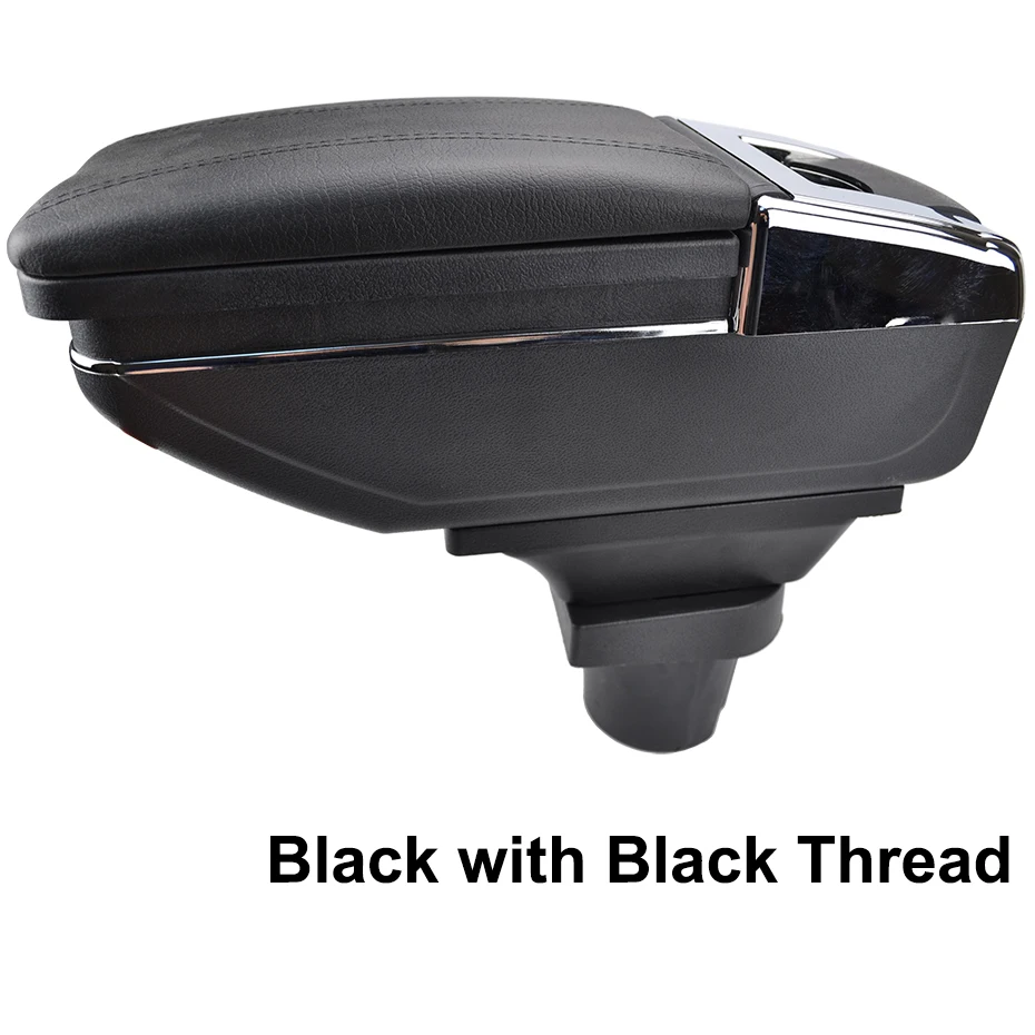 Black thread Центральная консоль для VW до 2009- ящик для хранения подлокотник 2010 2011 2012 2013 подлокотника Вращающийся Кожаный Ящик для хранения ювелирных изделий - Название цвета: Black thread