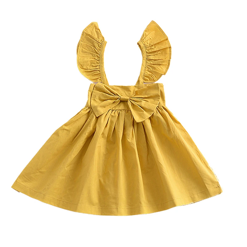 2018 Милая летняя одежда для новорожденных девочек платье с рукавами-крылышками