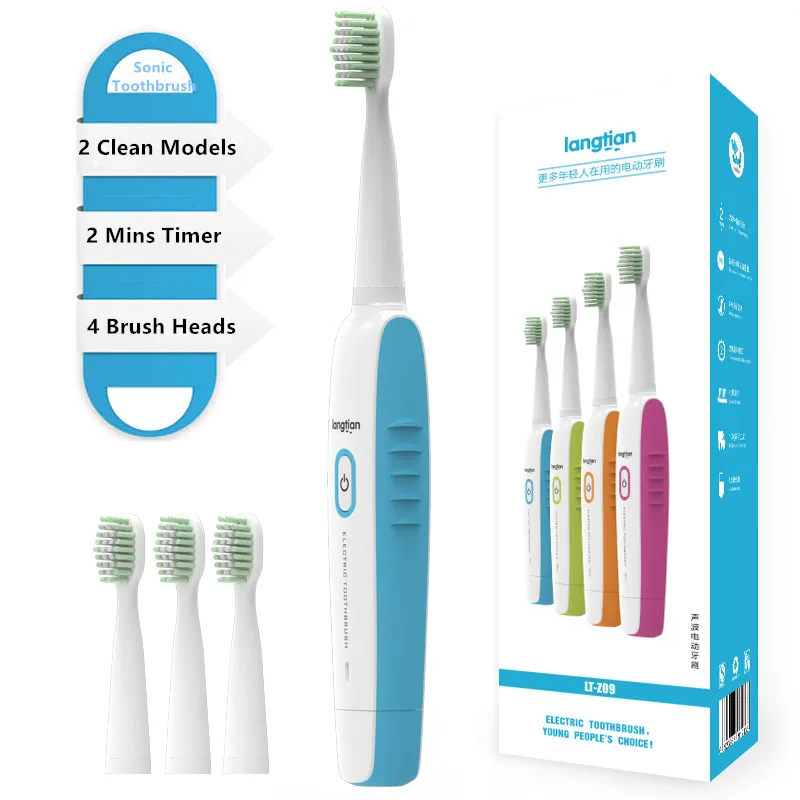 Ультразвуковая электрическая зубная щетка перезаряжаемая через USB с таймером на