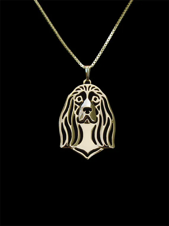 Модные Симпатичные высокого качества ожерелье со спаниелем Женская Золото с