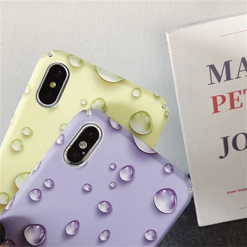 3D капли воды чехол для iPhone X XR XS MAX Жесткий ПК Полный Чехол 7 8 6 6S Plus Тонкие Матовые