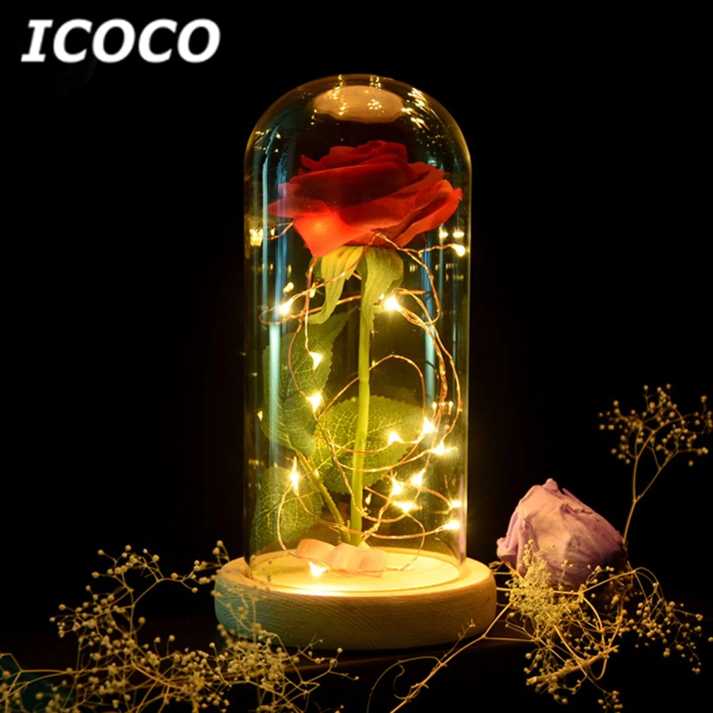 ICOCO романтическая лампа для бутылки с розами гирлянда свадебной вечеринки