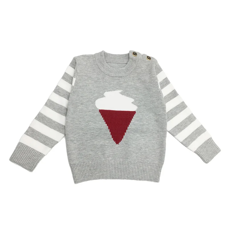 Knit Baby Boys Sweater Solid Cotton Infant Crew-Neck Clothes With Buttons Toddler Clothing |