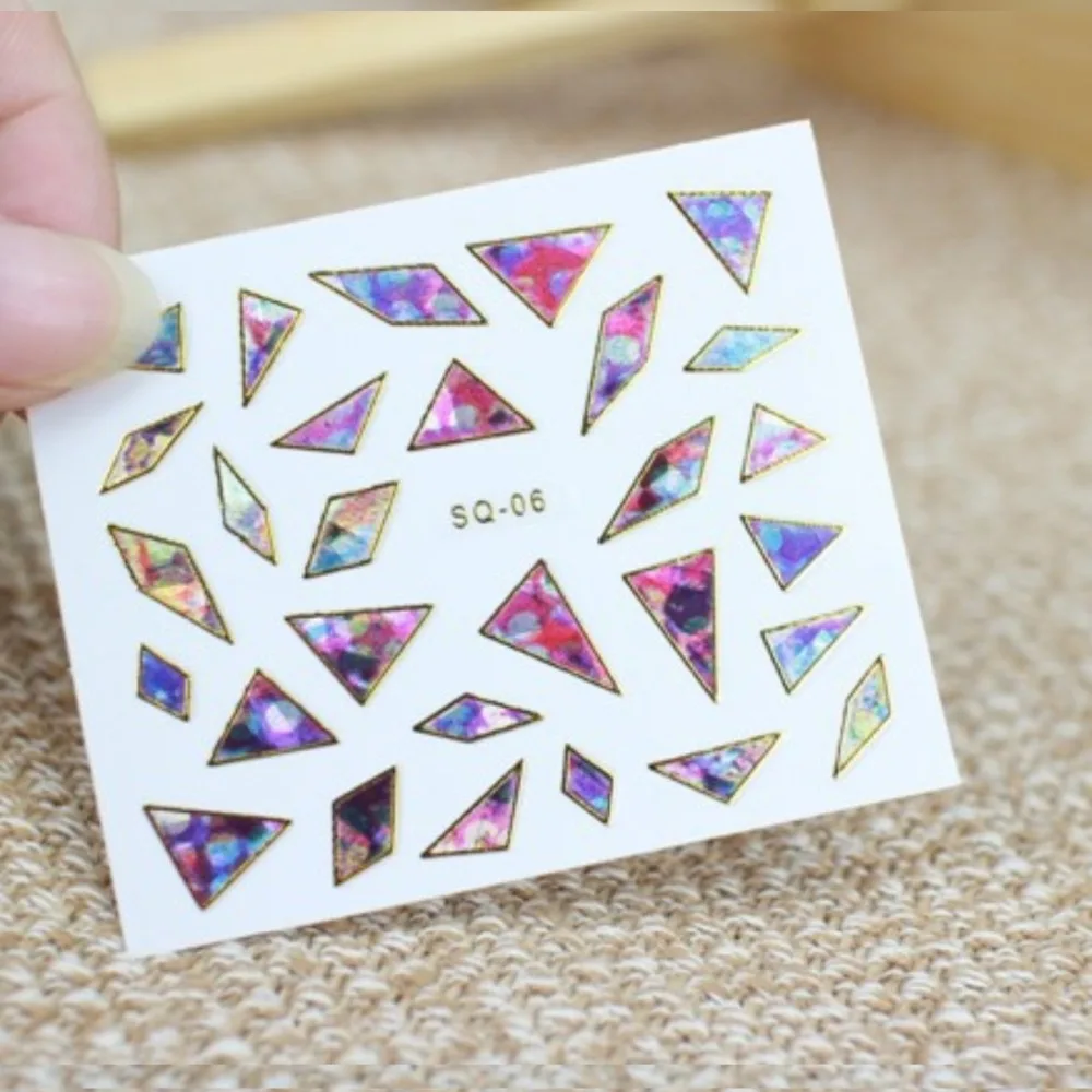 24 шт./лот блестящие DIY клейкие наклейки для ногтей лазерные дизайны в стиле