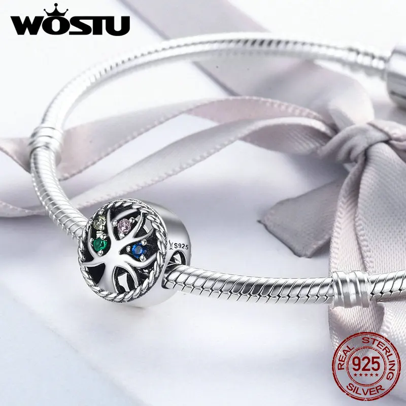 WOSTU новый дизайн Стерлинговое Серебро 925 пробы древо жизни бусины подходят к