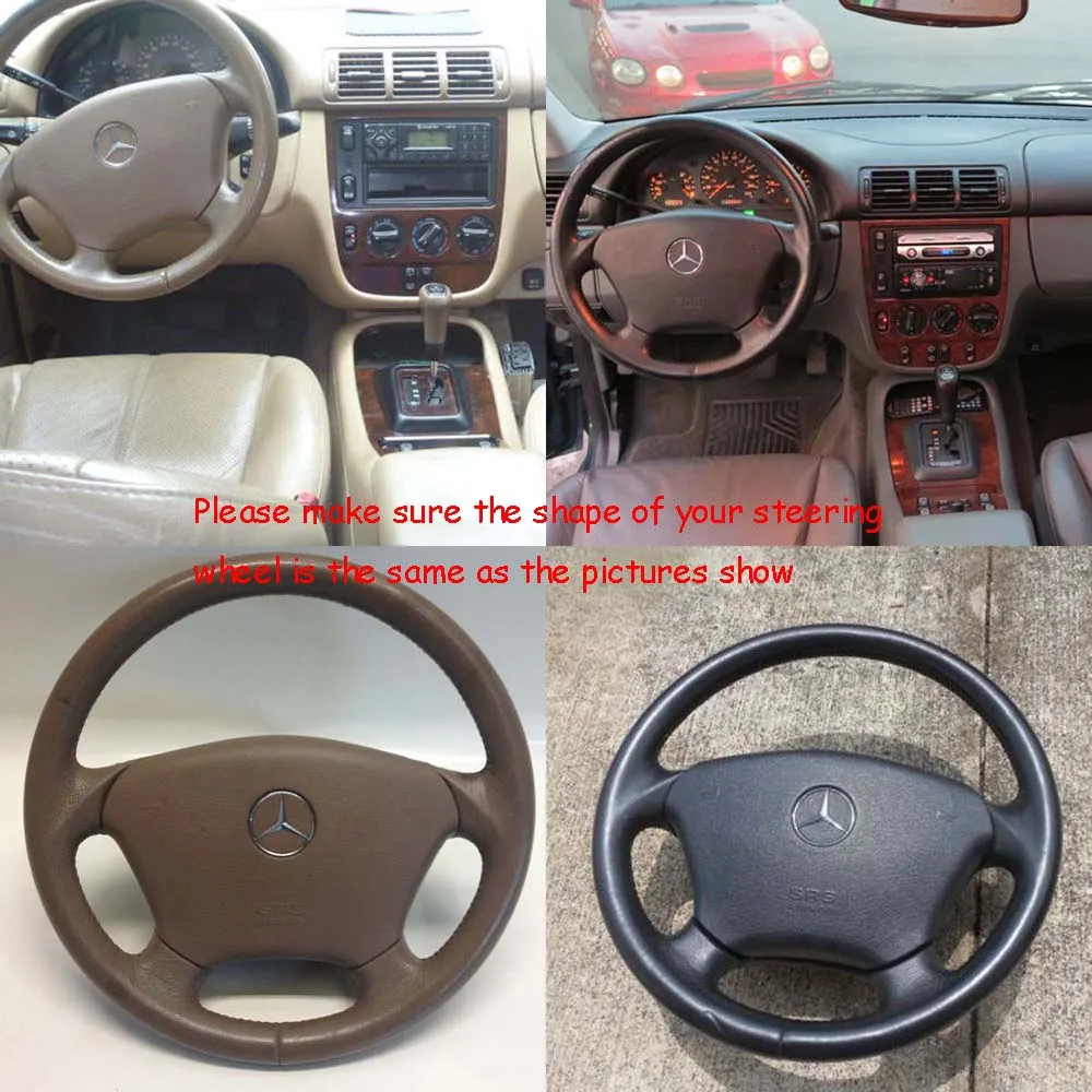 Темно серый кожаный чехол для руля Mercedes Benz 1998 2005 W163 ML M 270 ML320 ML350 ML430 ML500 ML55 AMG|Чехлы