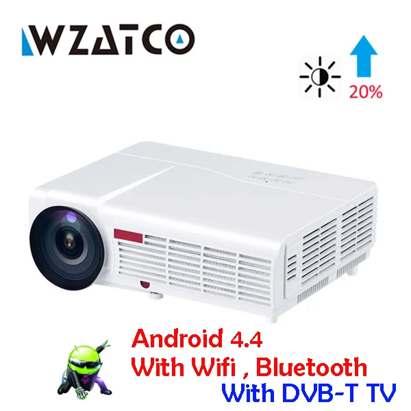 LED96W Android 4.4 WZATCO светодиодный 96 Вт 3D светодиодный проектор 5500 люмен Android 9,0 Smart Wifi full HD 1080P Поддержка 4k онлайн видео проектор для дома - Цвет: LED96W Android 4.4