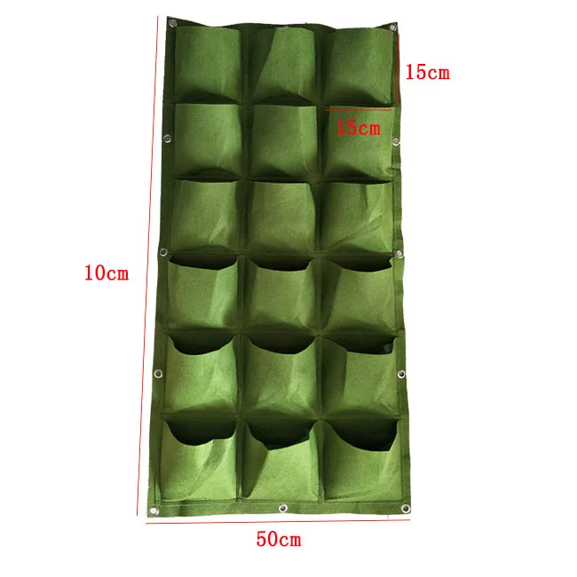 18 Pockets 50x100cm Вертикальная настенная сумка для выращивания, 64/72 карманов, зеленые посадочные сумки, садоводство, овощи, садовая сумка для рассады, товары для дома - Цвет: 18 Pockets 50x100cm