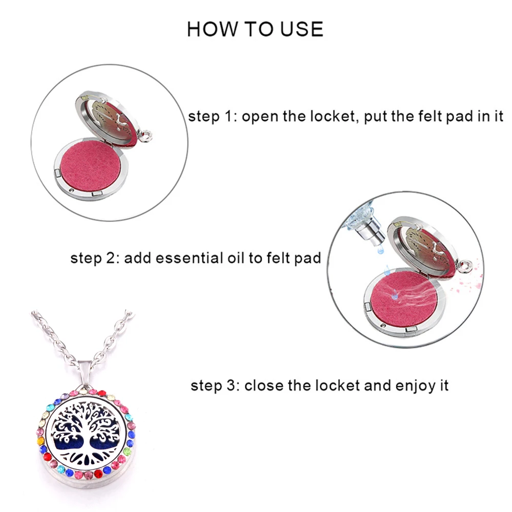 Цветной Циркон медальон с ароматом ожерелье Магнитный ароматерапия из