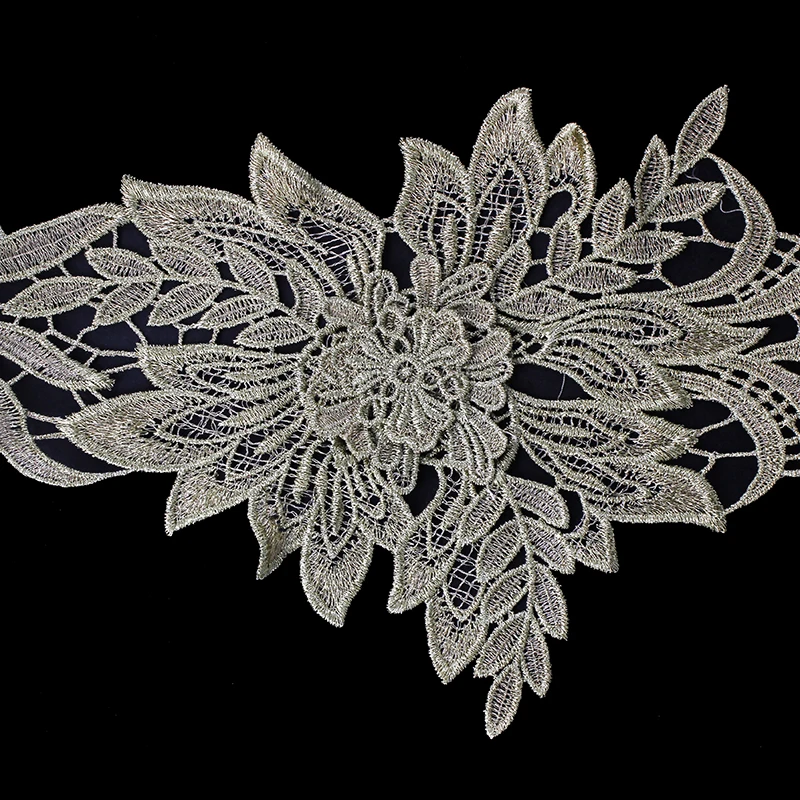 10 ярдов 3D золотая металлическая отделка Кружевная аппликация вышивка цветочное