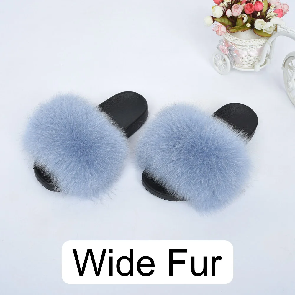 Sky Blue 14cm Женские шлепанцы из натурального Лисьего меха на 14 см; летние шлепанцы; модные стильные шлепанцы наивысшего качества; /розничная ; S6018W - Цвет: Sky Blue 14cm