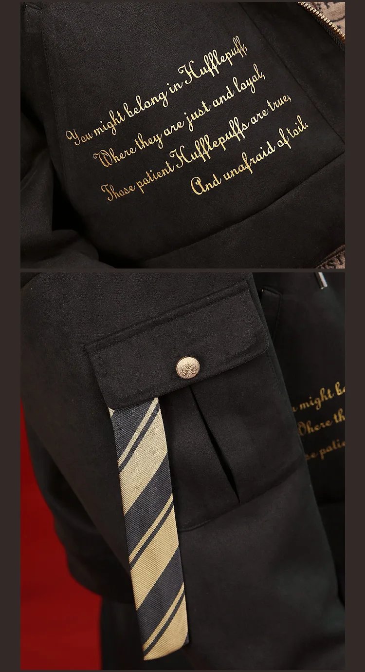 Hufflepuff, костюмы для косплея колледжа, шарф, Тренч, куртки, пальто, юбка для женщин, девочек, мальчиков, вечерние, для школы, Волшебная Одежда