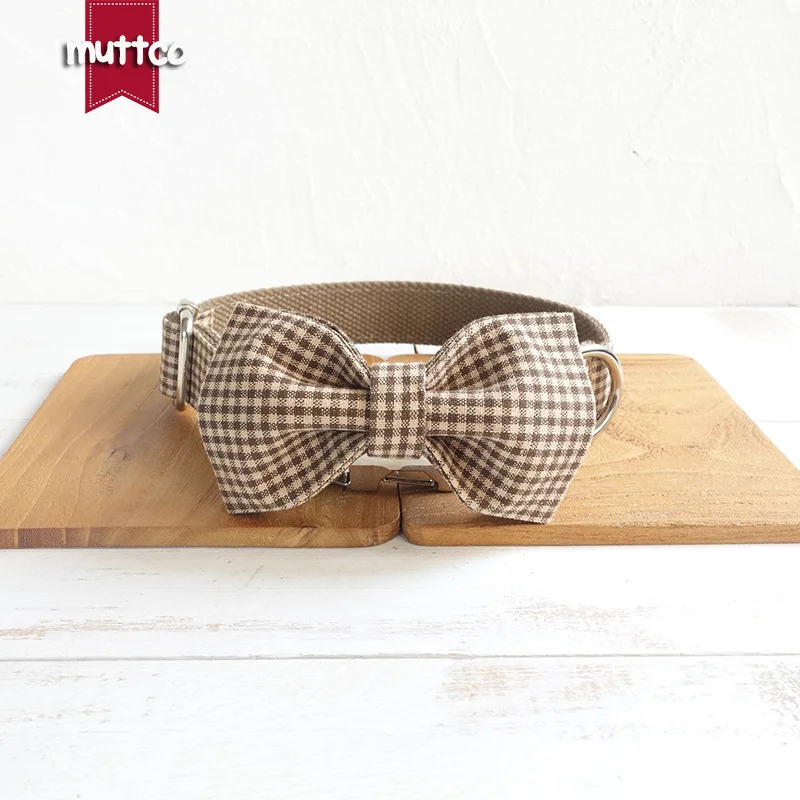 50 шт./лот MUTTCO Двойная Ткань персонализированный ошейник для собаки кофейная