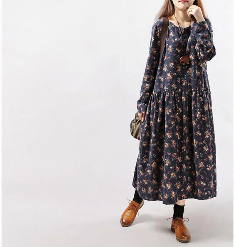 2017 осенне-зимние платья Avant Garde из хлопка и льна винтажное повседневное Свободное