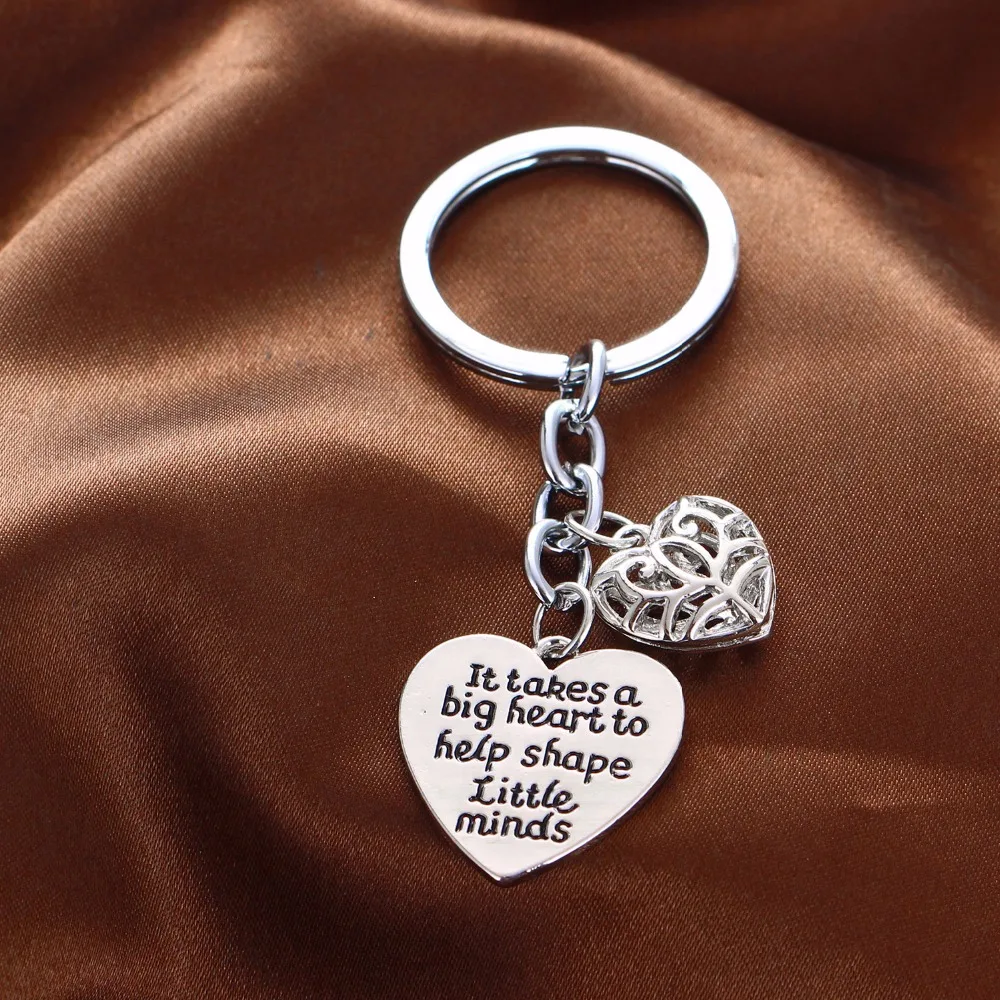 Engraved Words It Takes A Big Heart To Help Shape Little Minds Keyring Gifts For Teacher Jewelry Pendants Keychain | Украшения и