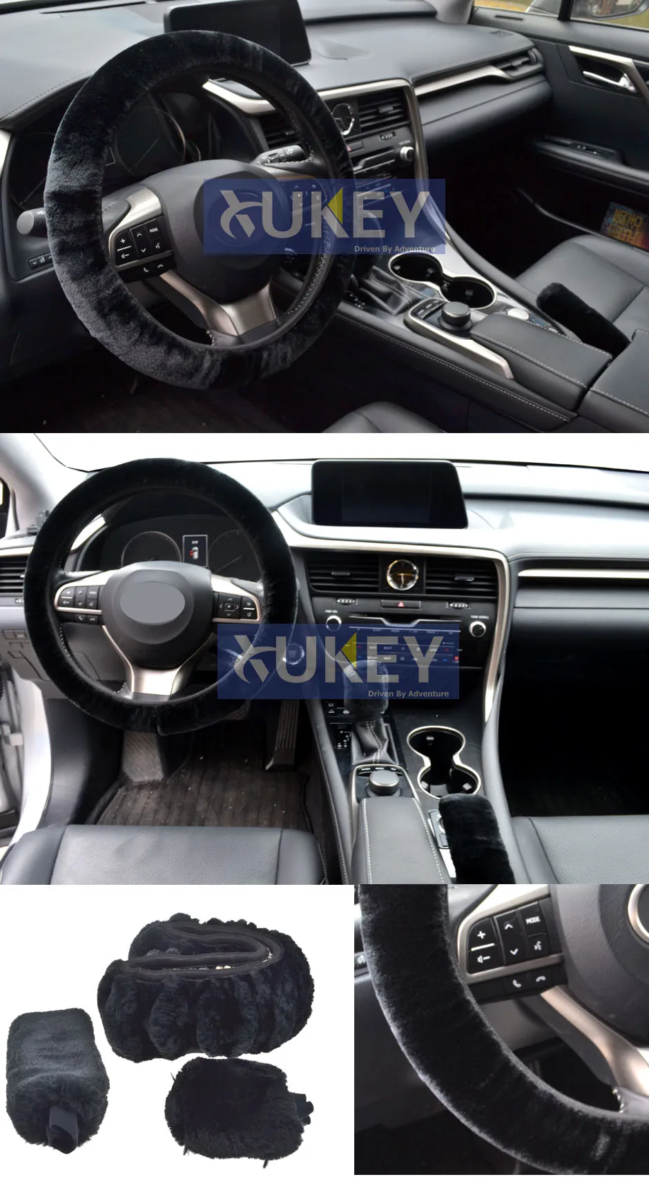 XUKEY 3 шт. зимний плюшевый Меховой чехол рулевого колеса автомобиля ручной тормоз крышка ручки передач пушистый мягкий захват автомобиля Стайлинг