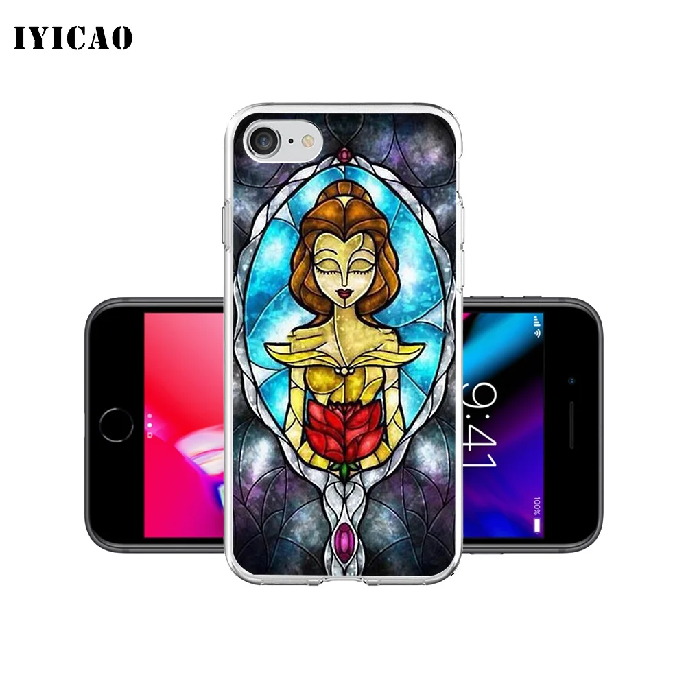 Мягкий силиконовый чехол для телефона IYICAO Beauty Beast Rose Princess iPhone X XR XS MAX 6 6s 7 8 Plus 5 5S SE