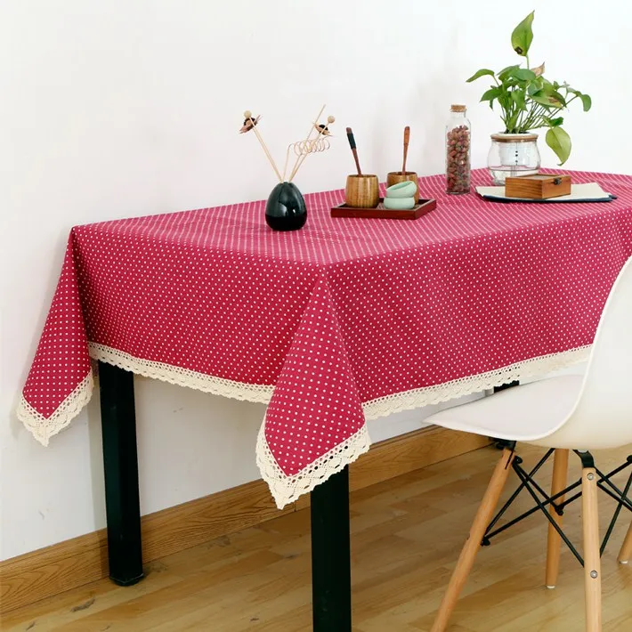 Новая скатерть в горошек для сада стола коврик льняная с принтом домашний
