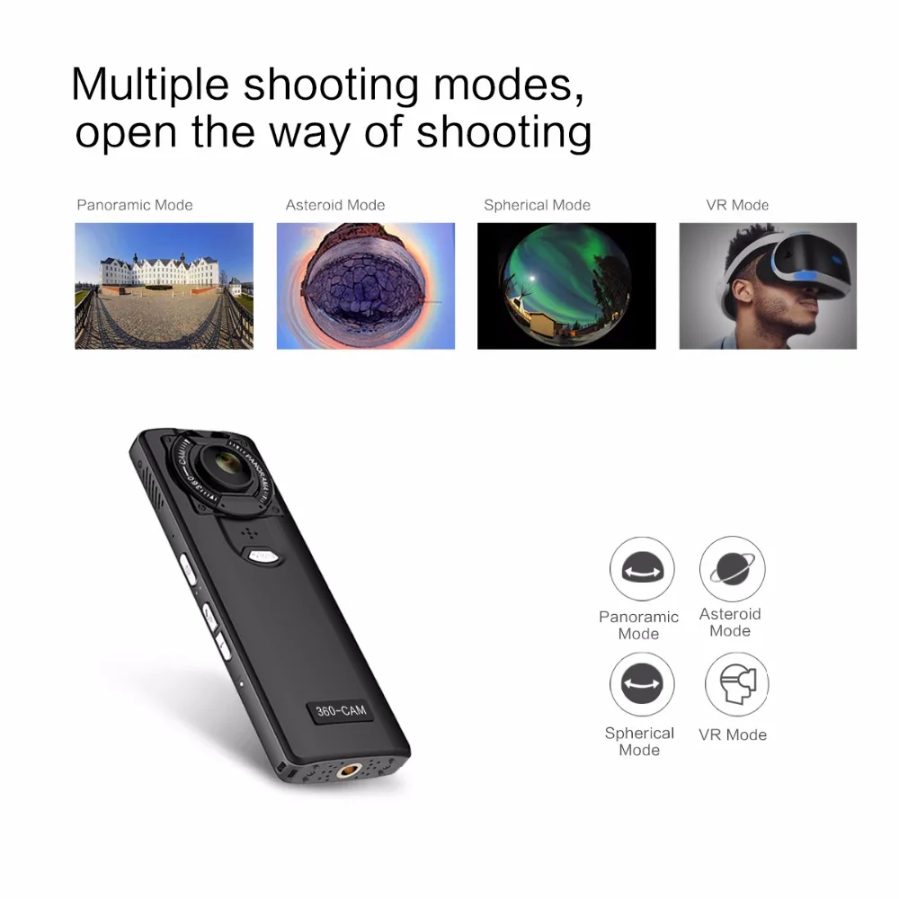 Amkov VR-P360 V360 ручной 4K wifi 360 камеры 15fps Dual 220 HD широкоугольный объектив рыбий глаз панорамные камеры 360 cam поддержка VR