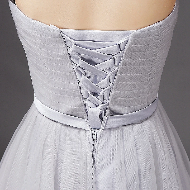 JLZXSY свадебное платье подружки невесты серебристо-серое короткое трапециевидной