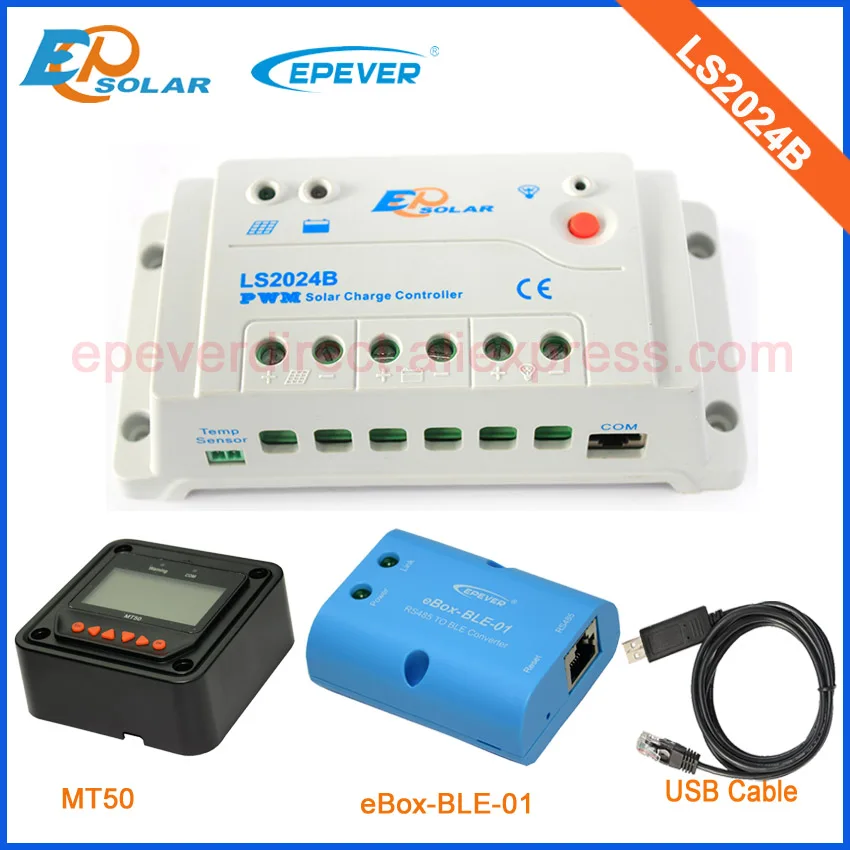 

Solar controllers LS2024B with MT50 remote meter 10A 10amp EPsolar regulators bluetooth function+USB cable