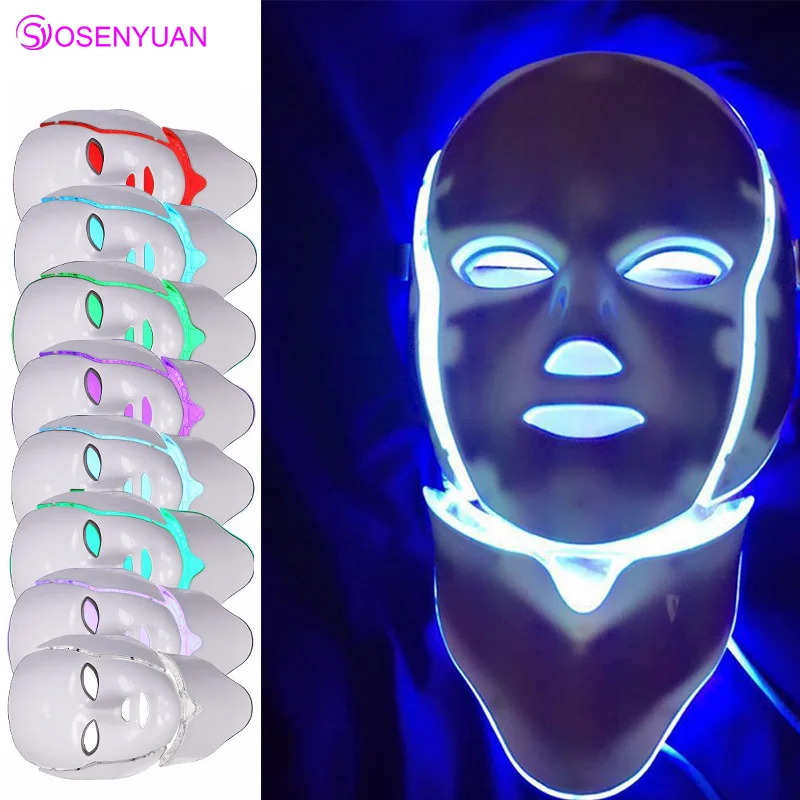 7 Colors Led Facial Mask Korean Photon Therapy Face Machine Light Acne Neck Beauty | Красота и здоровье